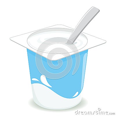 Yogurt container with spoon. Vector illustration Vector Illustration