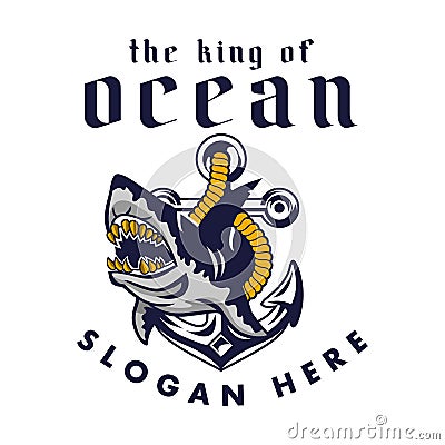 Logo King Of Shark Ocean for entertainment media and global good any industry Vector Illustration