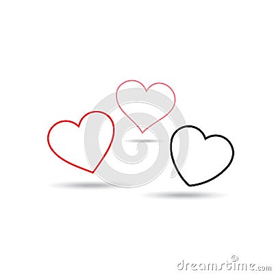 Illustration vector heart in a frame in three colors on a white background. Vector Illustration