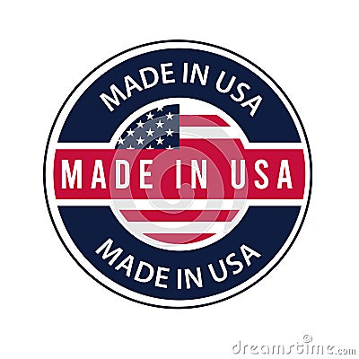 Made in USA badges. proud label stamp, American flag and national symbols, united states of America patriotic emblems set. us pro Vector Illustration