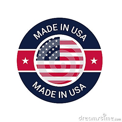 Made in USA badges. proud label stamp, American flag and national symbols, united states of America patriotic emblems set. us pro Vector Illustration