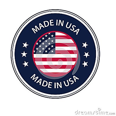 Made in USA badges. proud label stamp, American flag and national symbols, united states of America patriotic emblems set. us pro Vector Illustration