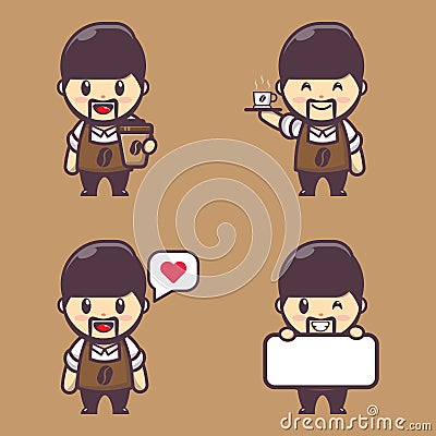 Cute barista player cartoon vector illustration Vector Illustration