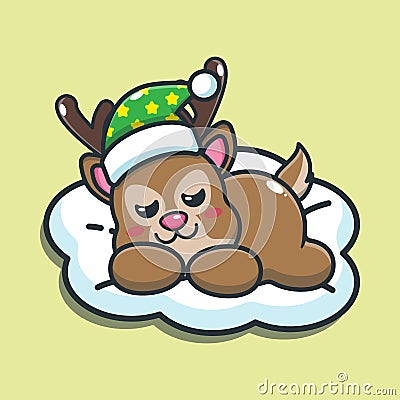 Cute deer sleep. Cute animal cartoon illustration Vector Illustration