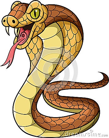 Cartoon king cobra snake on white background Vector Illustration