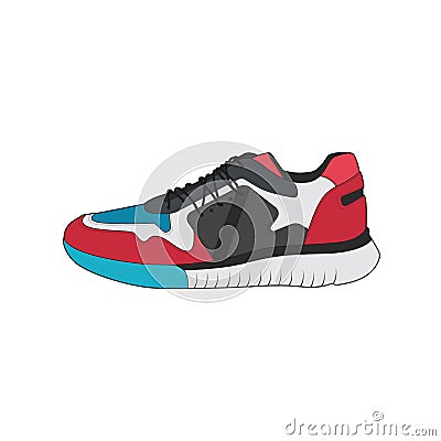 Vector sneakers shoes for training, running shoe vector illustration. Sport shoes color full. Vector Illustration