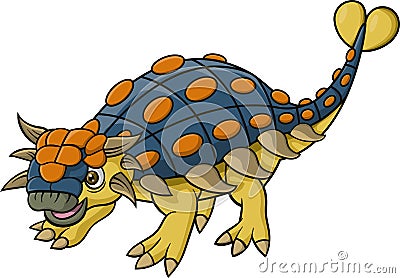 Cartoon ankylosaurus dinosaur on white background Vector Illustration