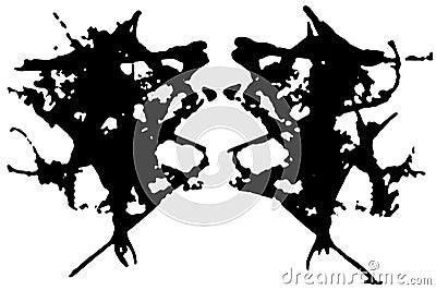 Rorschach inkblot test. Symmetrical abstract ink stains. Psycho diagnostic for silhouette spot. Vector Vector Illustration