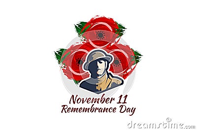 November 11, Happy Remembrance Day. Vector Illustration