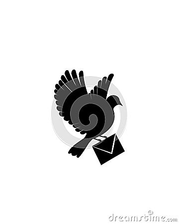 Dove letter carrier silhouette, vector Vector Illustration