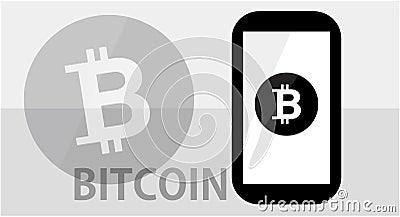 Bitcoin and Smartphones. Cool illustration on black background. Vector Illustration