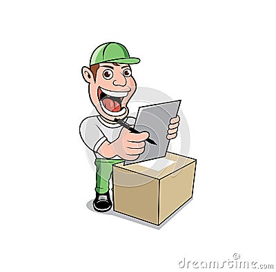 Funny delivery worker smiling design illustration Vector Illustration