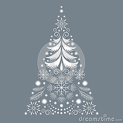 Christmas card. Stylized christmas tree Vector Illustration