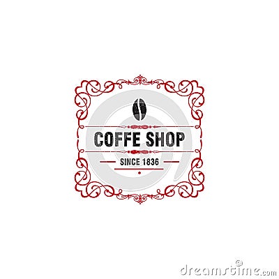 about coffe shop pink and gray graphic creative badge and logo Vector Illustration