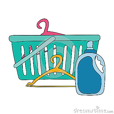 Laundry service clean Baskets and hangers vector illustration Vector Illustration