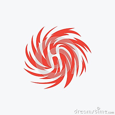 Red Letter H for hurricane cyclone tornado wind logo design Vector Illustration