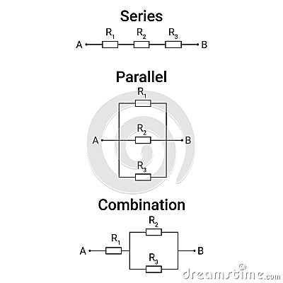 Resistors in Series, Parallel and Combination Circuits Part 2 Vector Illustration