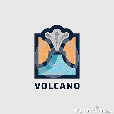 Mountain eruption volcano logo vector template Vector Illustration