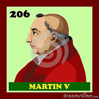 206th Catholic Church Pope Martin V Vector Illustration