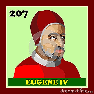 207th Catholic Church Pope Eugene IV Vector Illustration