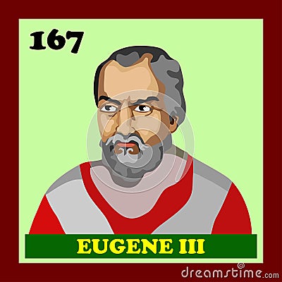 167th Catholic Church Pope Eugene III Vector Illustration