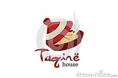 Moroccan steam food Tagine. Logo for Restaurant. Vector Illustration