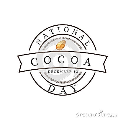 Cocoa sign label for celebrate day national and to use for logo product chocolate Vector Illustration