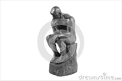 The Thinker Statue stock illustration. Thinking Man Sculptures vector. The statue shows a nude male figure sitting on a rock and t Vector Illustration