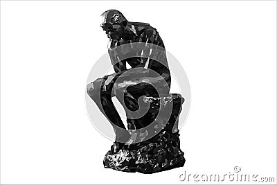 The Thinker Statue stock illustration. Thinking Man Sculptures vector. The statue shows a nude male figure sitting on a rock and t Vector Illustration