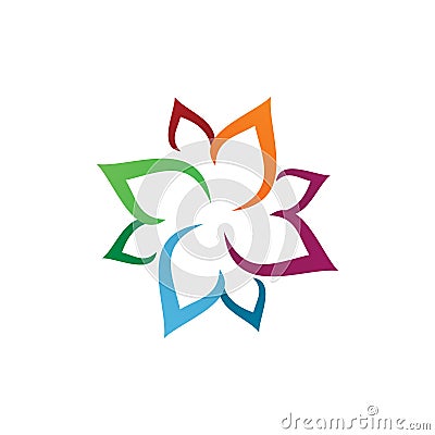 Full color flower leaf line logo design Vector Illustration