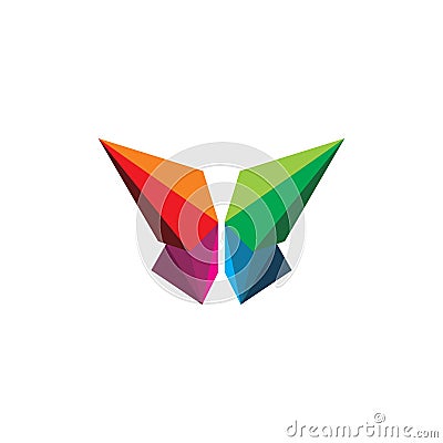 Full color diamond butterfly geometry logo design Vector Illustration