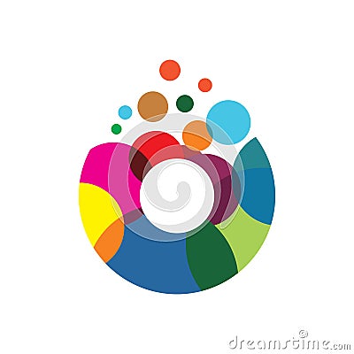 Circle initial o letter full color pixel bubble logo design Vector Illustration