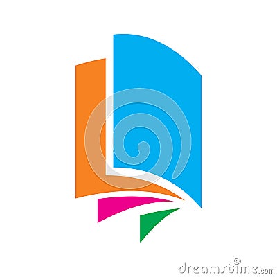 Creative multi color book pages logo design Vector Illustration