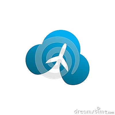 Aero plane blue cloud travel logo design Vector Illustration