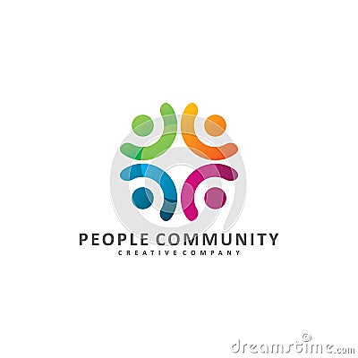 Full color community people logo design Vector Illustration