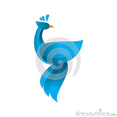 Blue peacock wing logo design Vector Illustration