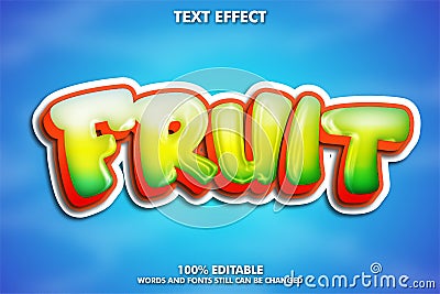 Glossy fruit 3d text effects Vector Illustration