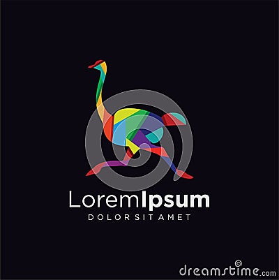 Abstract Flat geometric ostrich run Logo colorful Suitable For Company Logos Business Media Games Personal Needs And Others Cartoon Illustration