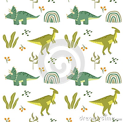 Print. Vector seamless background with dinosaurs. Jurassic Park. Children`s pattern. Vector Illustration