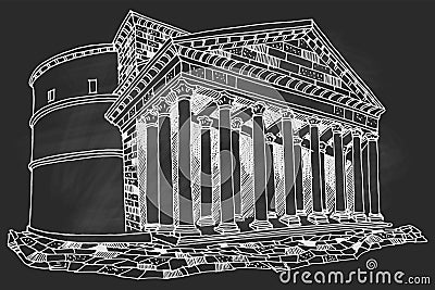 Vector sketch of Pantheon. Rome. Italy. Vector Illustration