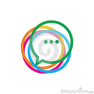 Group line circle chat logo design Vector Illustration