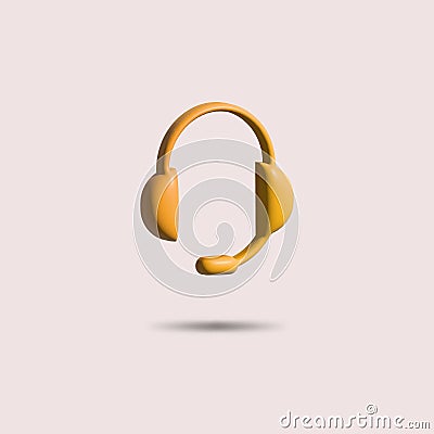 3D Render headphones , support icon Vector Illustration