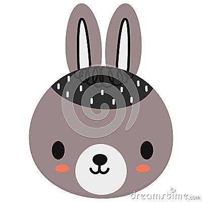 Cartoon bunny face. Little cartoon rabbit muzzle.Vector. Vector Illustration