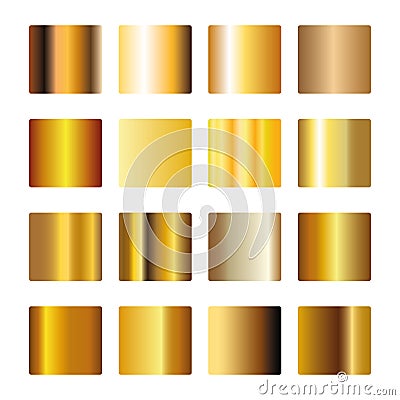 Gold Gradient set collection Shin Luxury Bright Vector Illustration