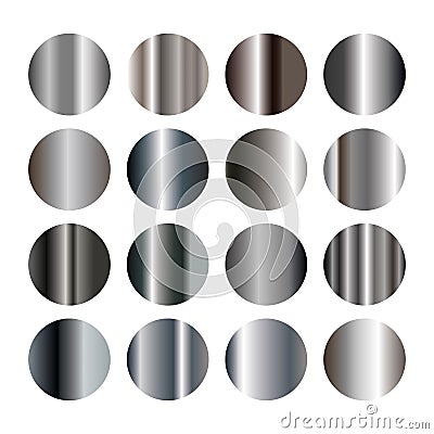 Silver Metal Gradient set collection Shin Luxury Bright Vector Illustration
