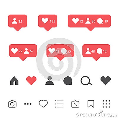 Instagram meta logo icon, Social media Instagram modern like , follower , comment red color. Like, follower, comment button, icon Vector Illustration