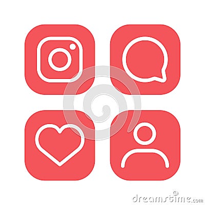 Instagram meta logo icon, Social media Instagram modern like , follower , comment red color. Like, follower, comment button, icon Vector Illustration