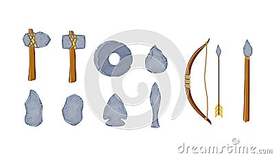 Set of different ancient stone tools vector Vector Illustration