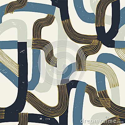 Vector contemporary modern line painting artwork illustration seamless repeat pattern Vector Illustration