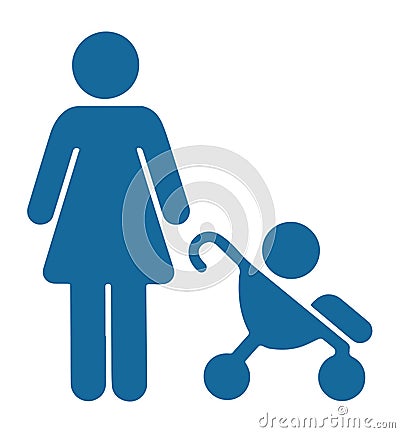 Symbol Priority toilet. Priority seating. Woman with infant child baby Vector Illustration